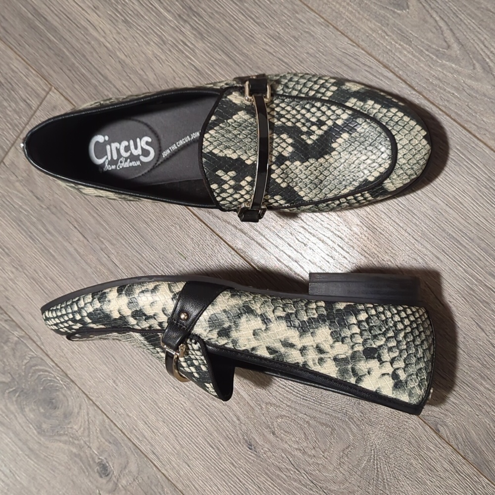 Circus by Sam Edelman Snake Print Faux Leather Buckle Loafers